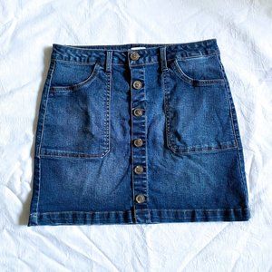 Kensie Jeans Button Up Denim Mini Skirt